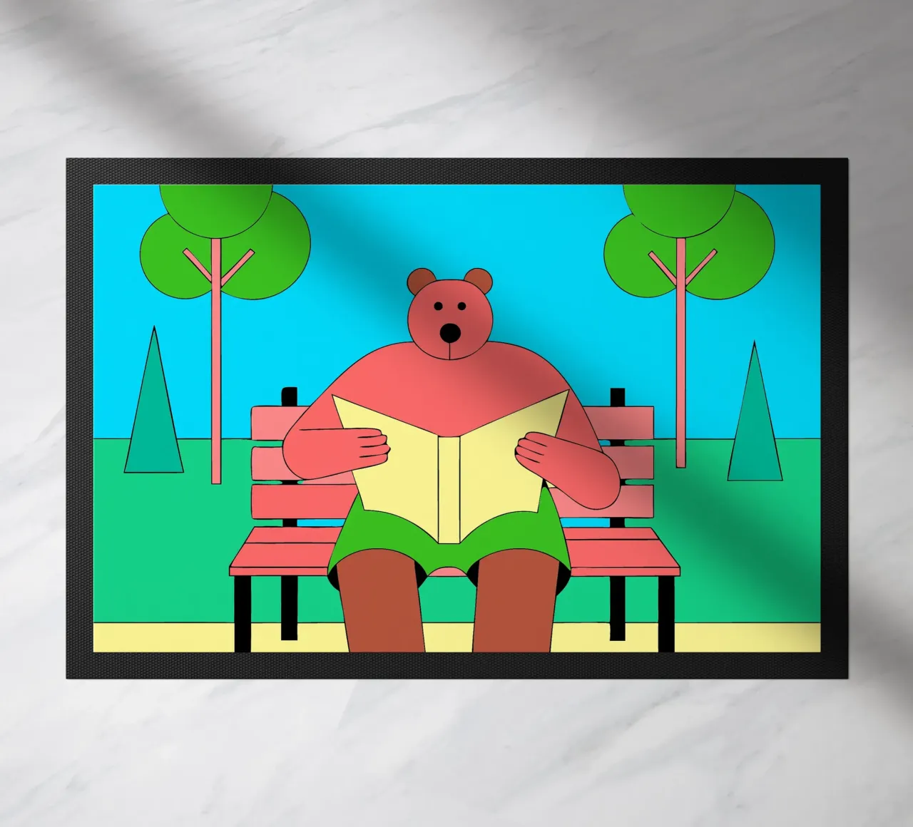 Bear Sitting Reading doormat by OUR SHOP