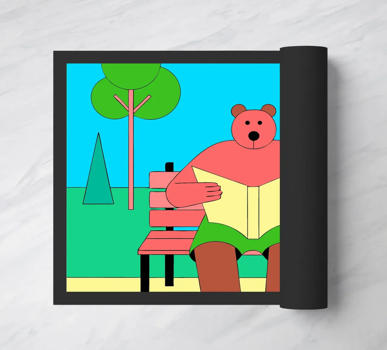 Bear Sitting Reading doormat by OUR SHOP