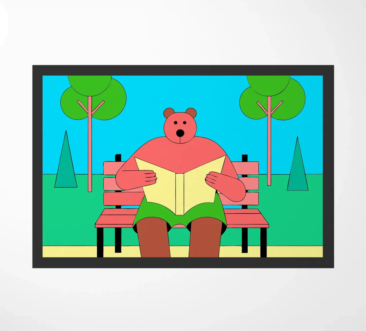 Bear Sitting Reading doormat by OUR SHOP