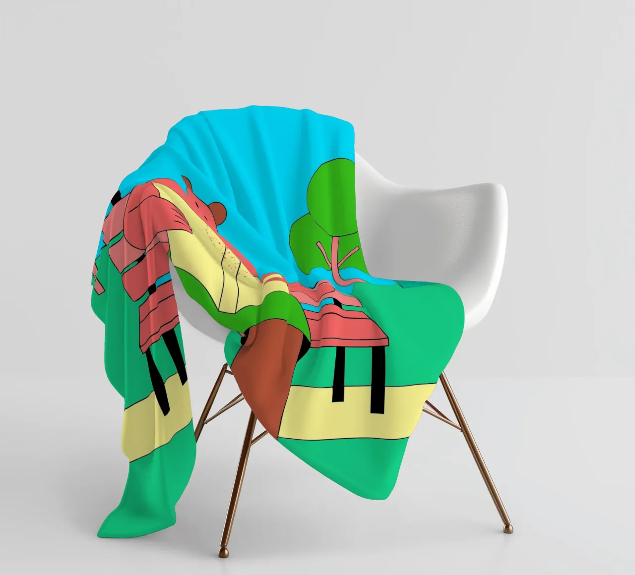 Bear Sitting Reading fleece blanket by OUR SHOP