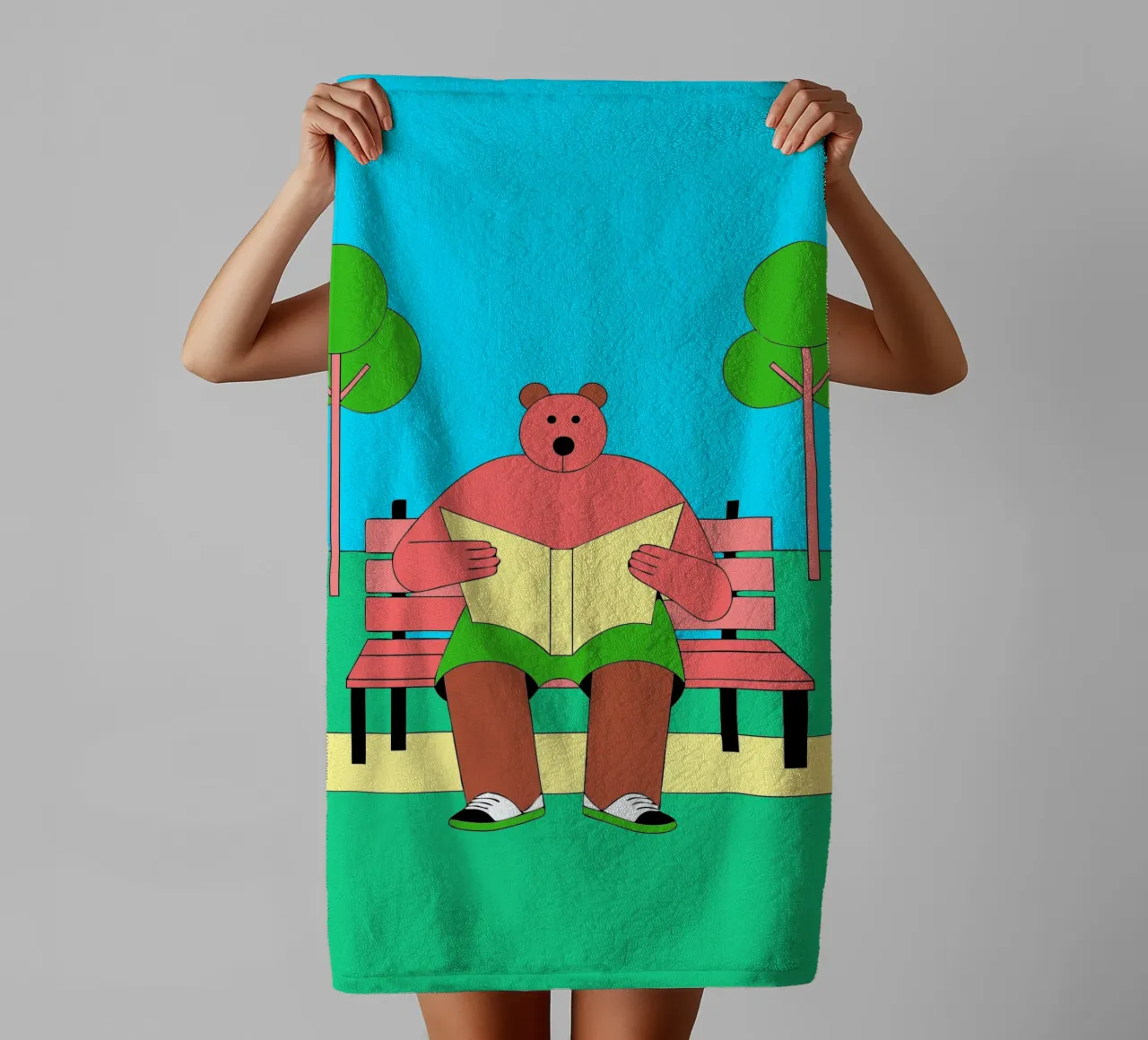 Lecture de l'ours assis serviette de bain de OUR SHOP