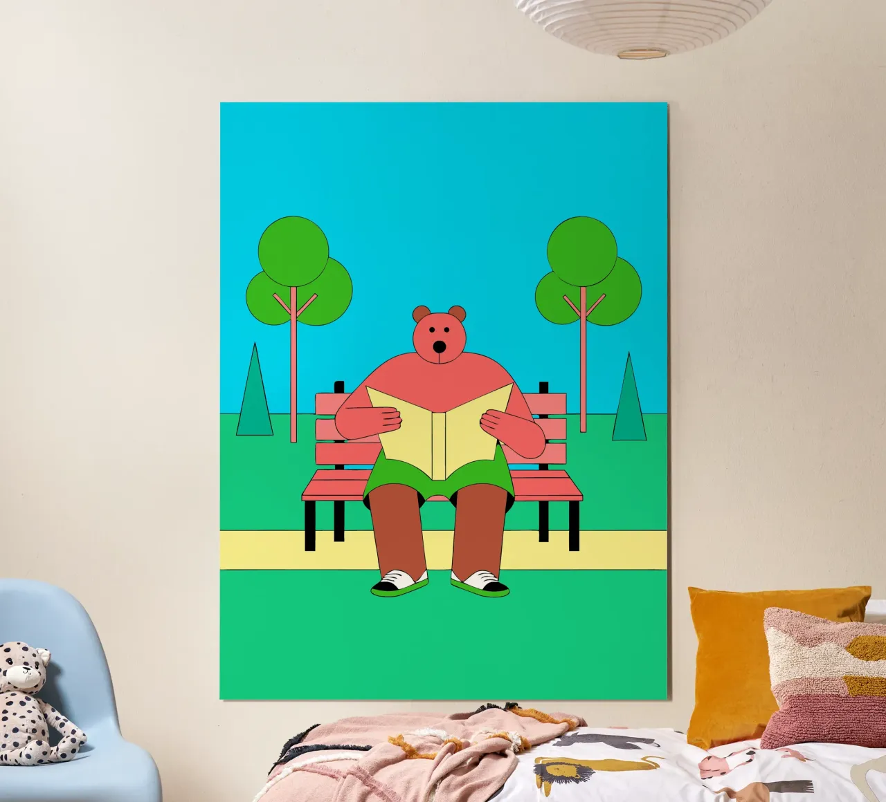 Bear Sitting Reading poster by OUR SHOP