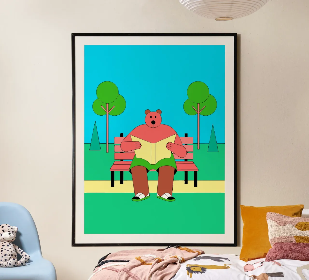Bear Sitting Reading poster by OUR SHOP