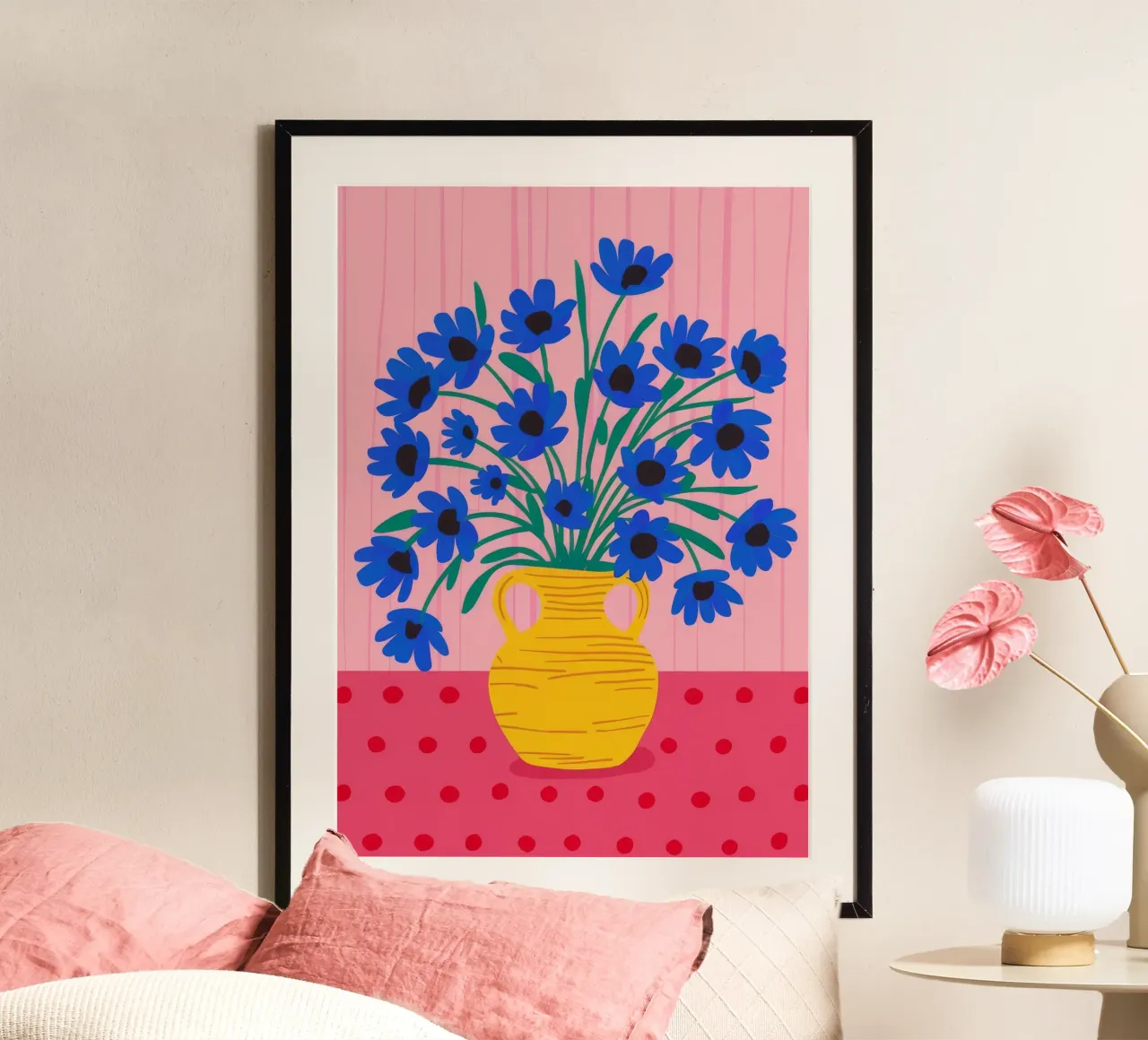 Ceruleo Fiordaliso Burst poster con telaio in plastica da Terra Tone
