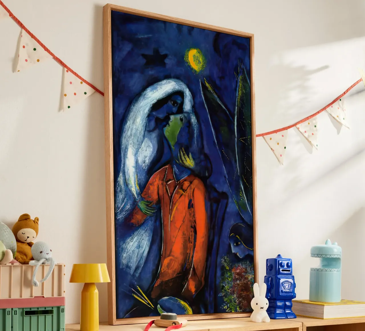Gli amanti di Marc Chagall vicino al ponte tela con Cornice a cassetta da MC Exhebition