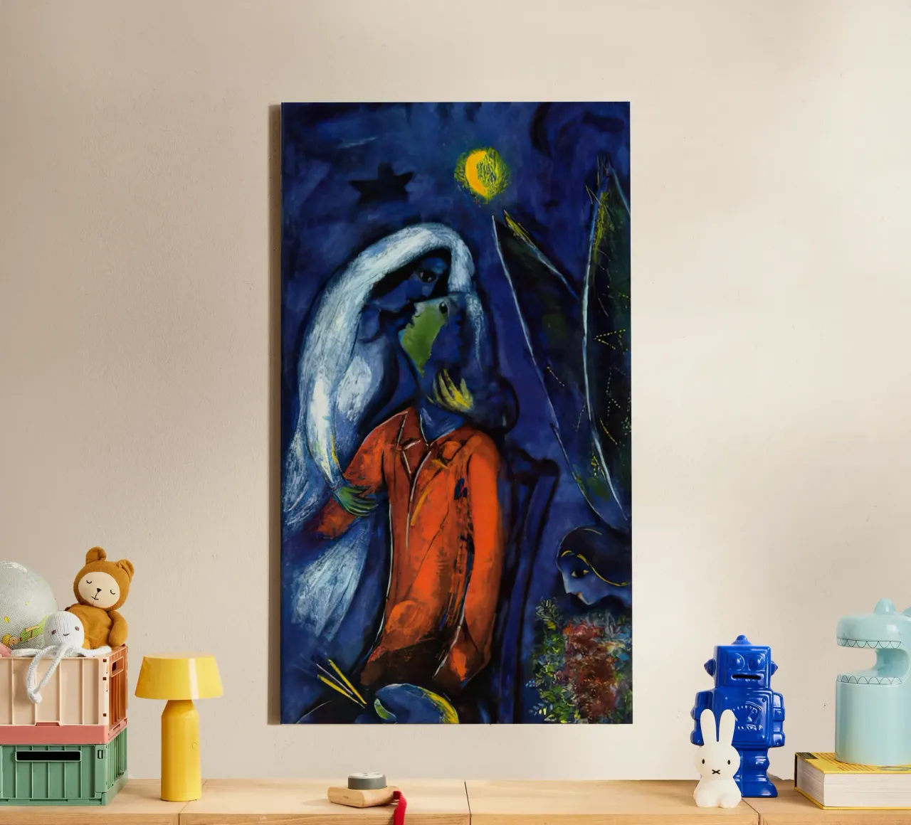 Gli amanti di Marc Chagall vicino al ponte tela con Cornice a cassetta da MC Exhebition
