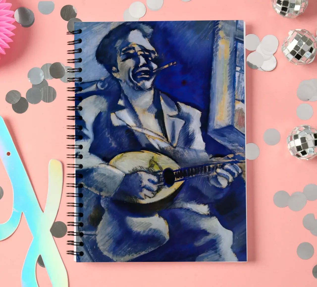 Marc Chagall Portrait of Brother David with Mandolin spiral notebook by MC Exhebition