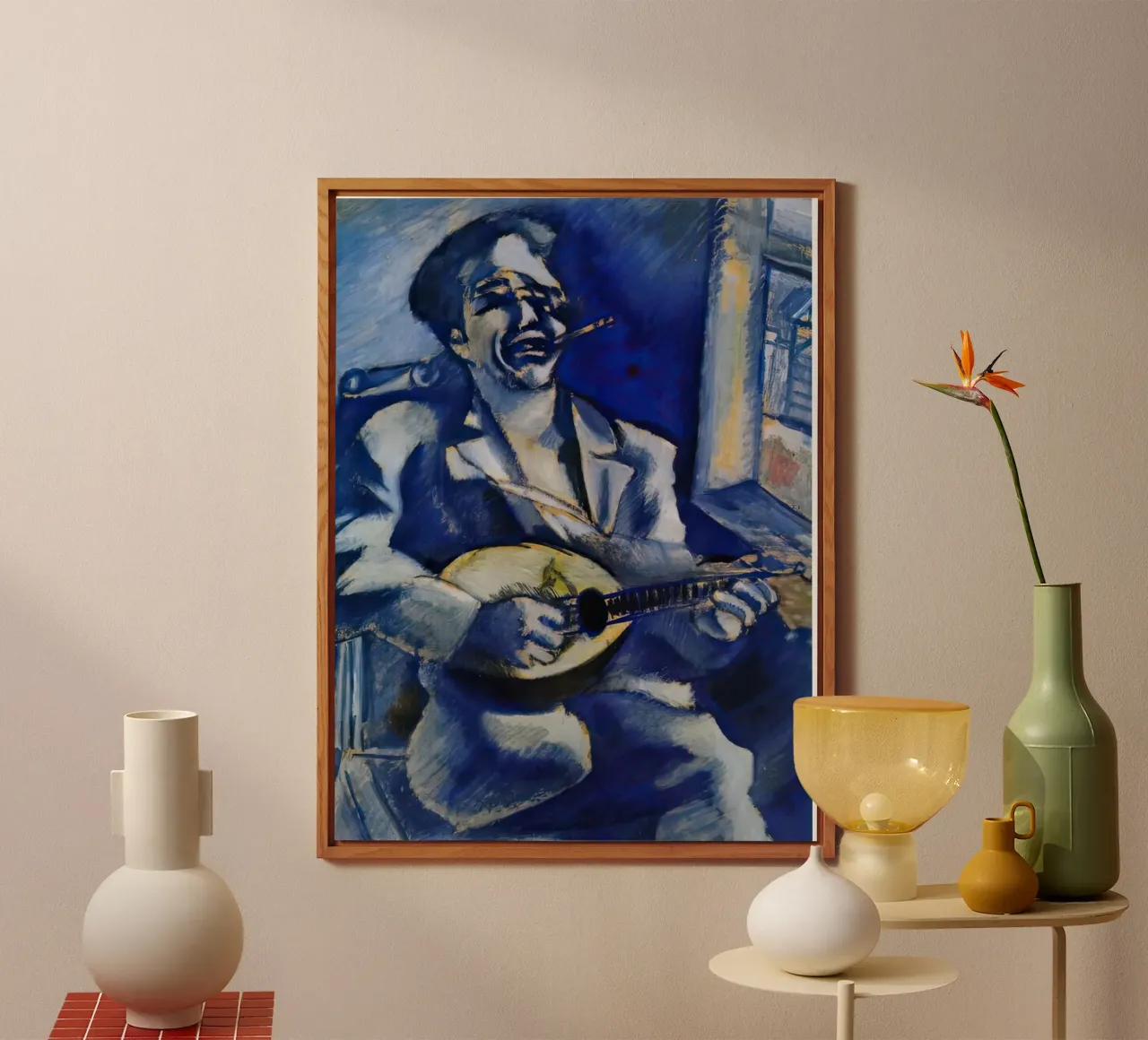 Marc Chagall Ritratto del fratello David con mandolino alluminio dibond da MC Exhebition
