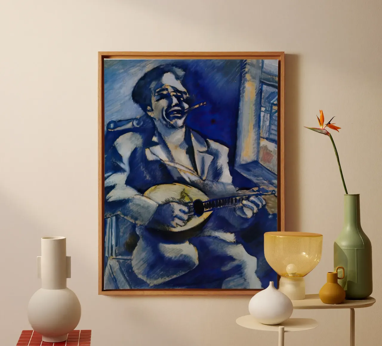 Marc Chagall Ritratto del fratello David con mandolino tela da MC Exhebition