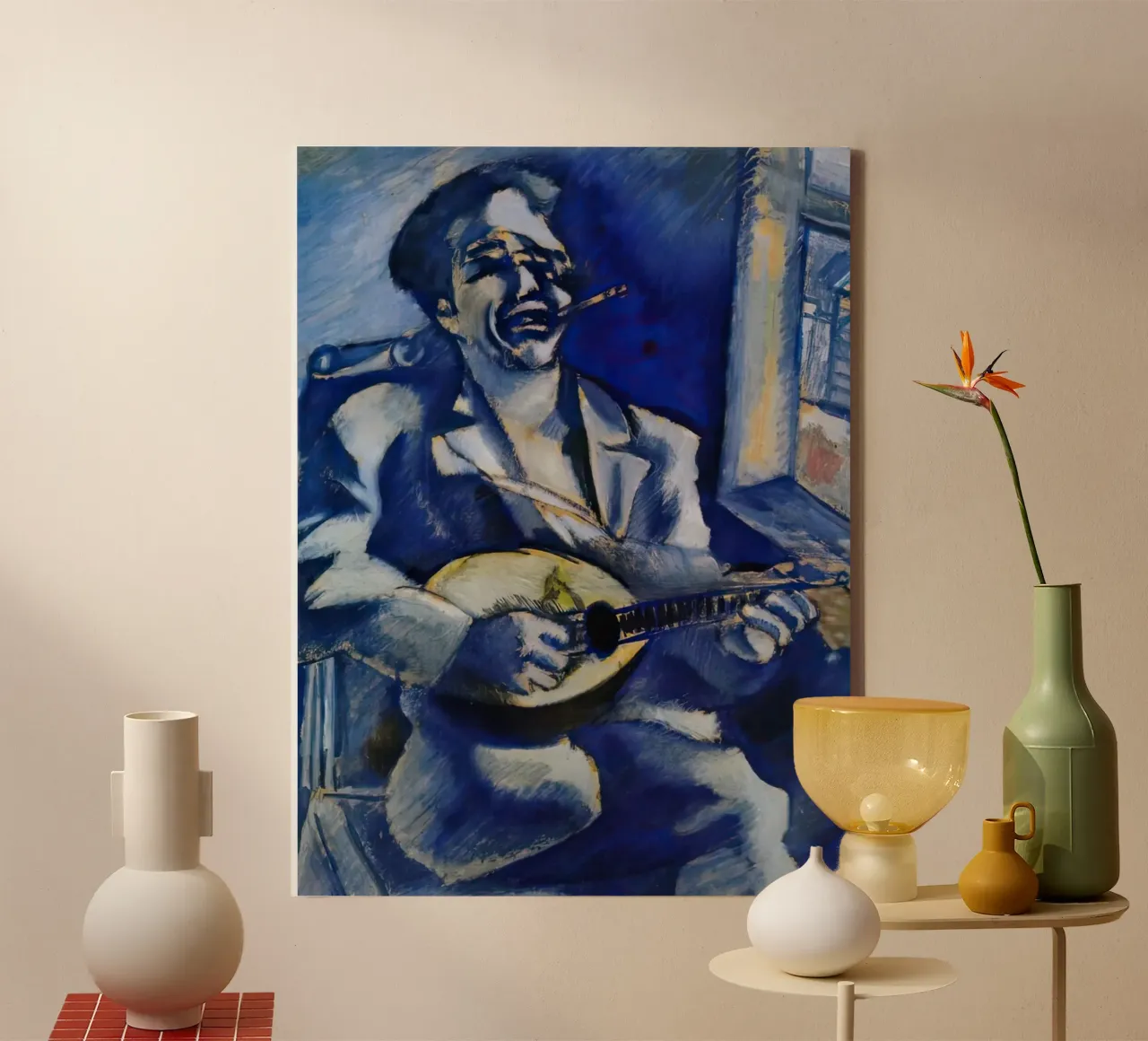 Marc Chagall Ritratto del fratello David con mandolino tela da MC Exhebition