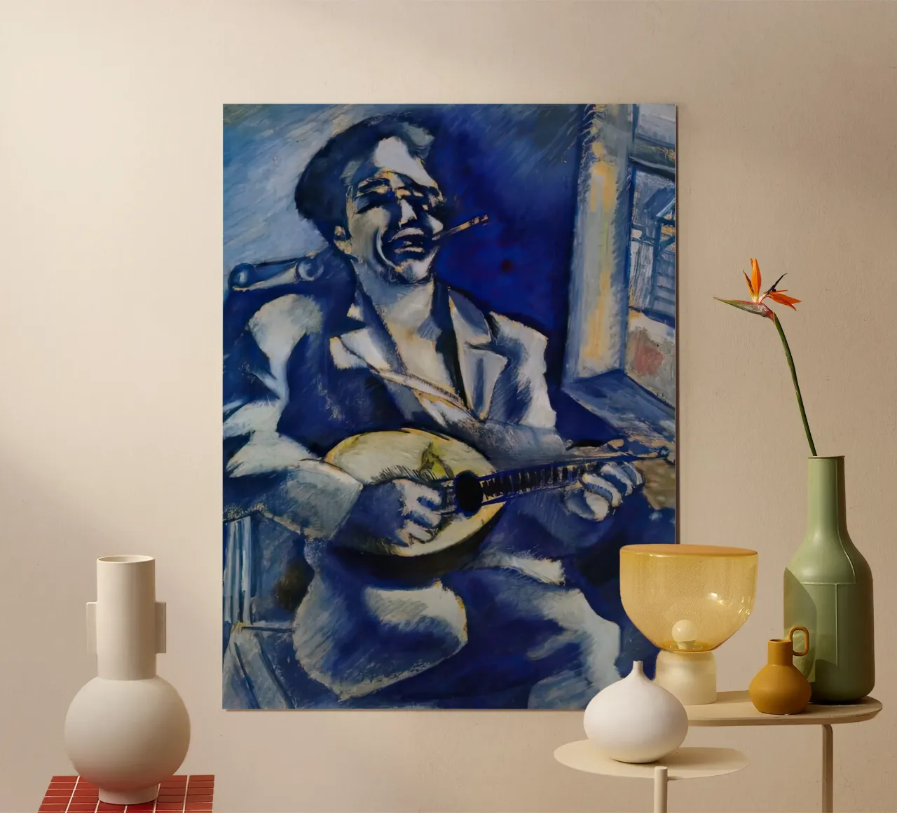 Marc Chagall Ritratto del fratello David con mandolino carta hahnemühle da MC Exhebition