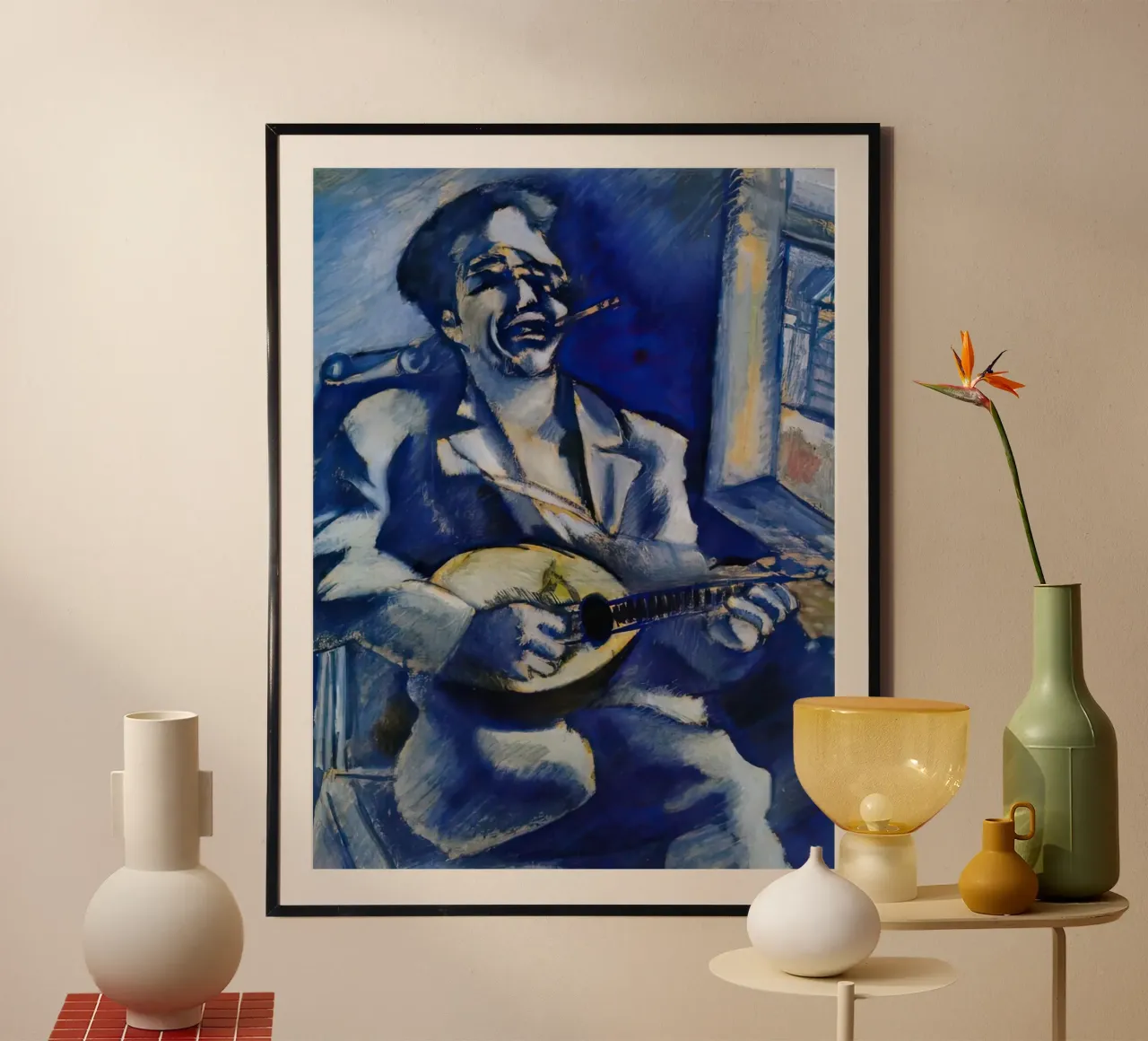 Marc Chagall Ritratto del fratello David con mandolino carta hahnemühle da MC Exhebition