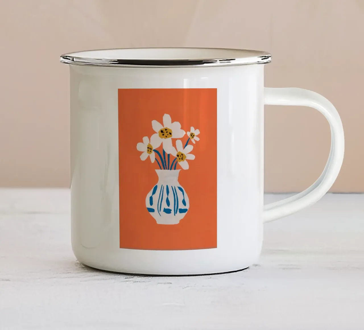 Terracotta Daisy Delight tazza in smalto da Terra Tone