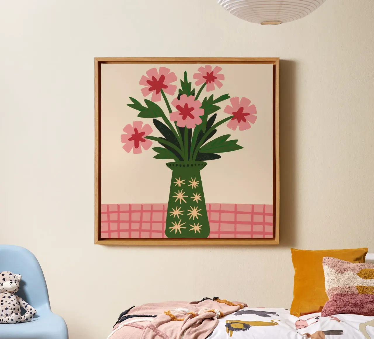 Smaragd Vaas Bedel canvas met Baklijst van Terra Tone