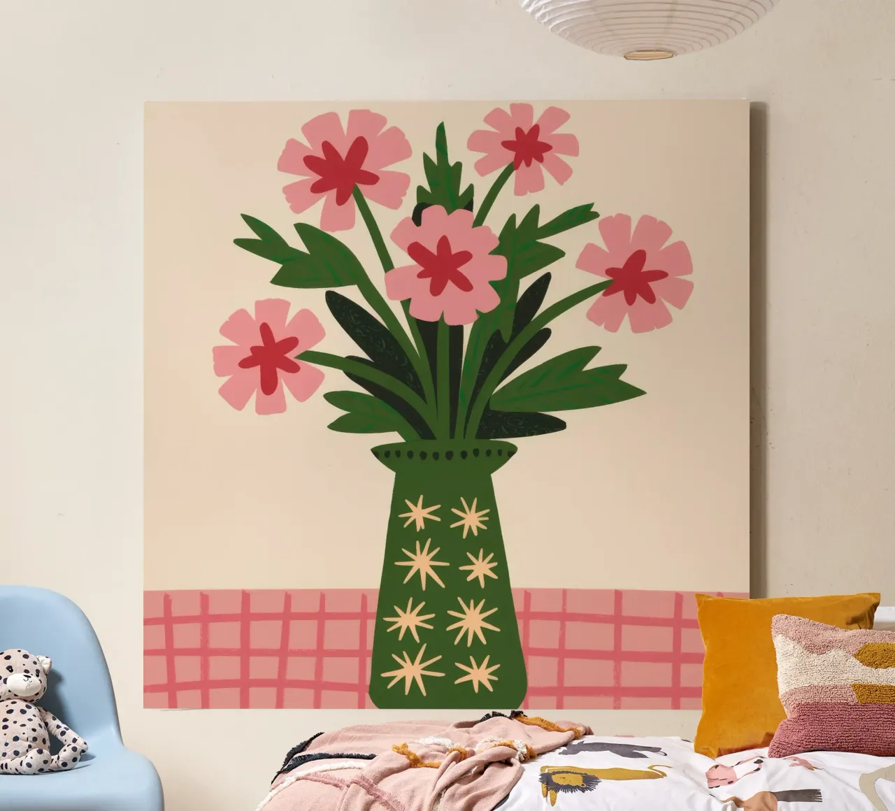 Smaragd Vaas Bedel canvas met Baklijst van Terra Tone