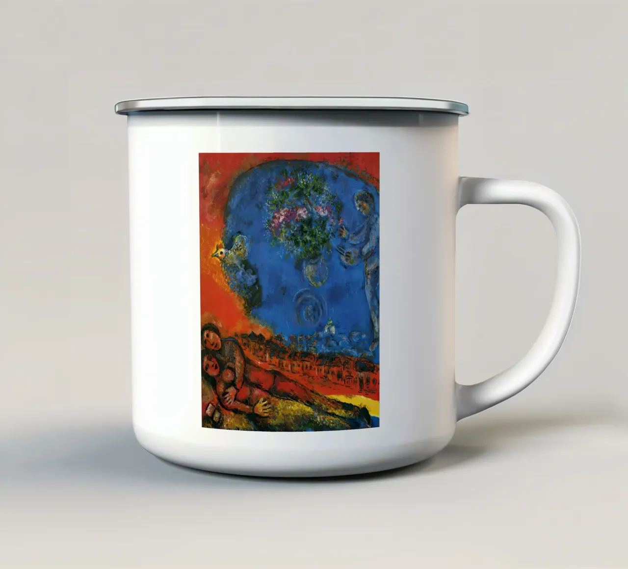 Marc Chagall Coppia su sfondo rosso tazza in smalto da MC Exhebition