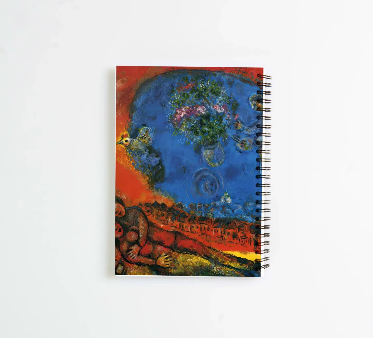 marc Chagall Couple on a Red Background spiral notebook by MC Exhebition