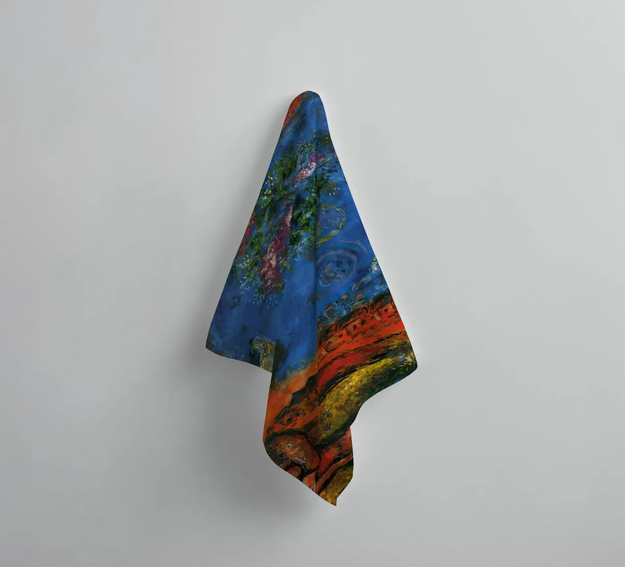 marc Chagall Couple on a Red Background towel by MC Exhebition