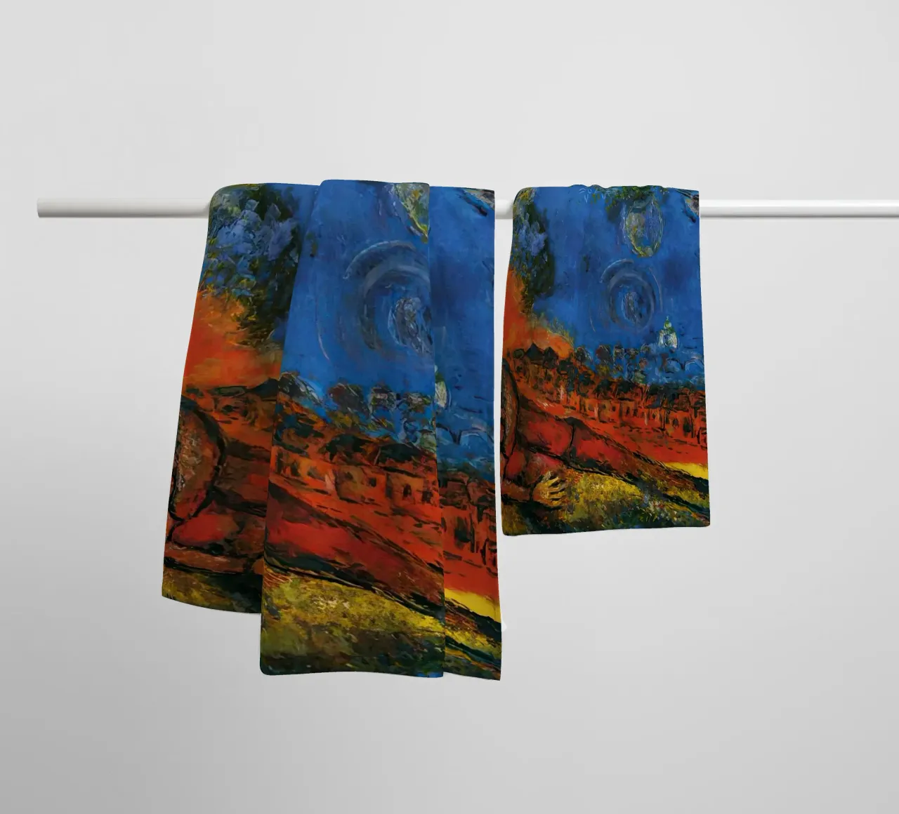 marc Chagall Couple on a Red Background towel by MC Exhebition