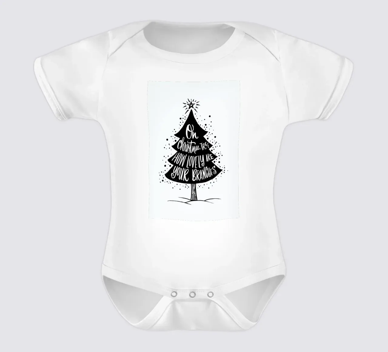 Oh Christmas Tree short-sleeve baby romper by Matthew Taylor Wilson
