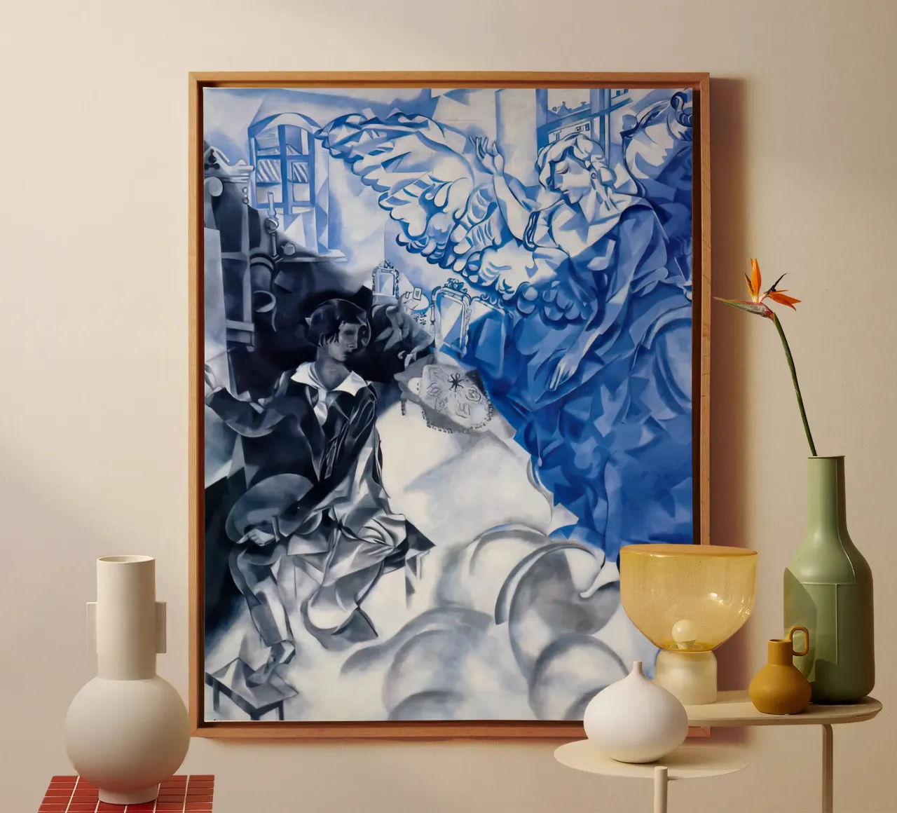 marc Chagall Self Portrait with Muse Dream canvas with Floater frame by MC Exhebition