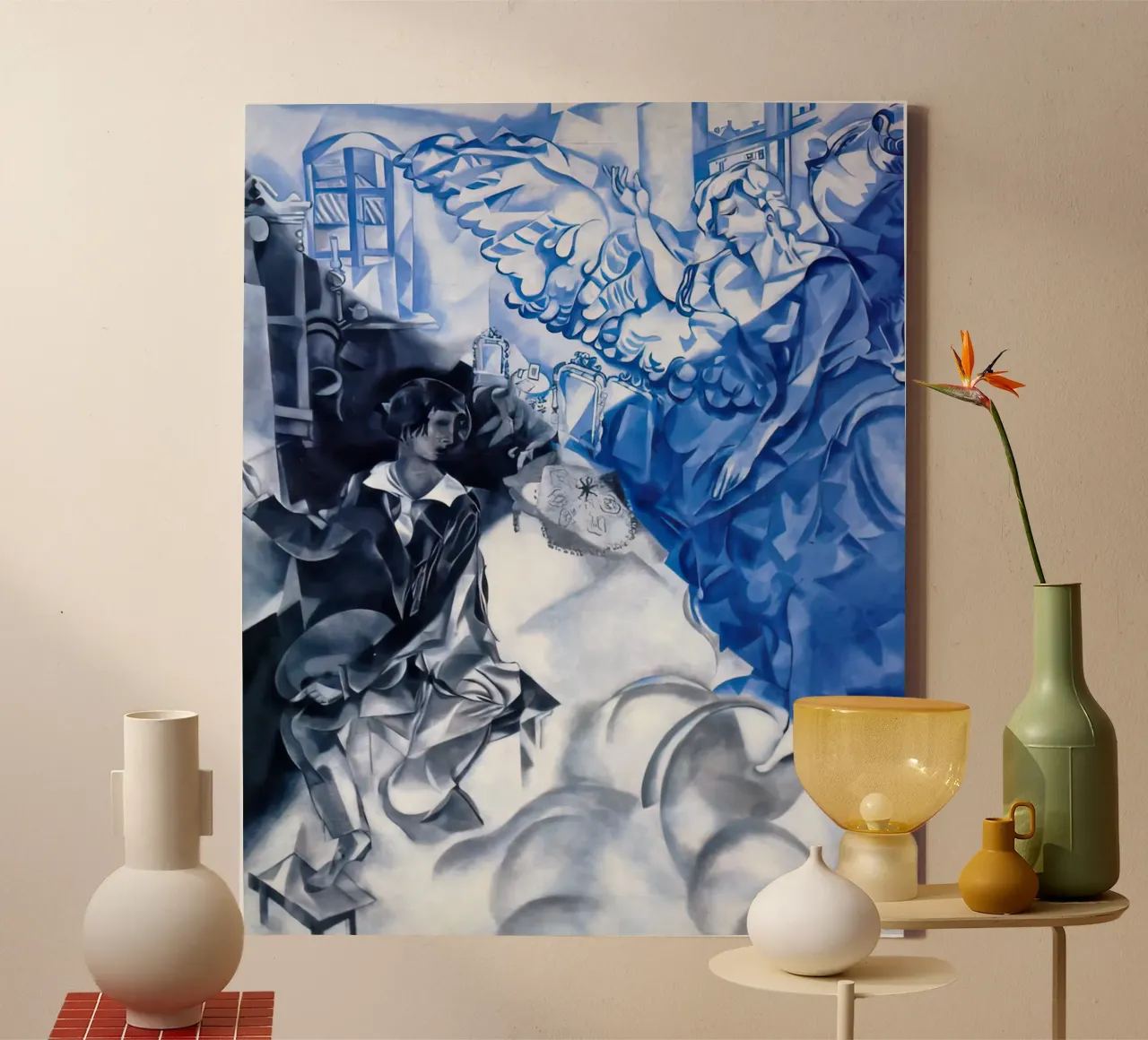 marc Chagall Self Portrait with Muse Dream canvas with Floater frame by MC Exhebition