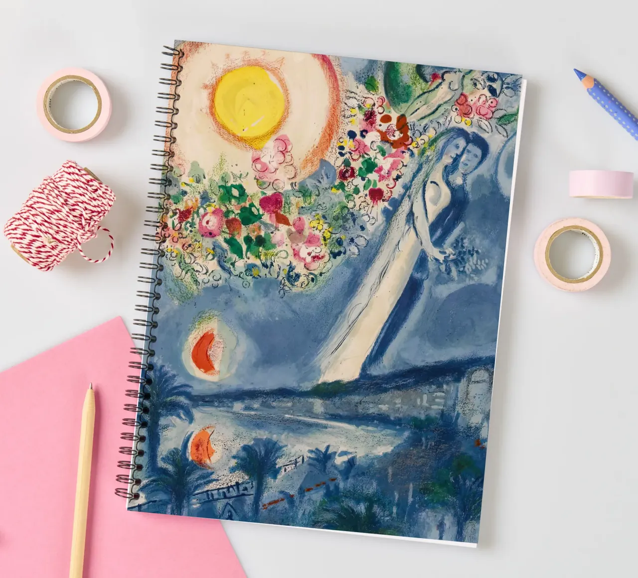 marc Chagall Lovers in the sky of Nice spiral notebook by MC Exhebition