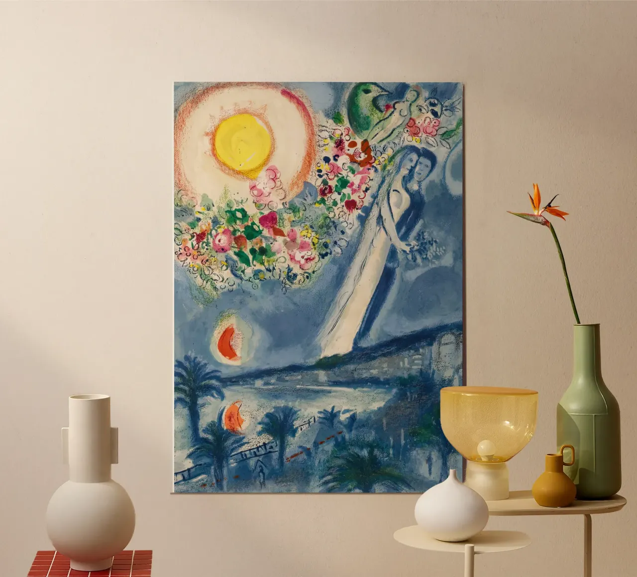 marc Chagall Lovers in the sky of Nice alu-dibond by MC Exhebition