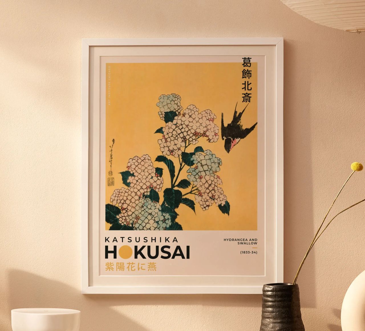 Katsushika Hokusai - Hydrangea And Swallow poster by Greatest idea