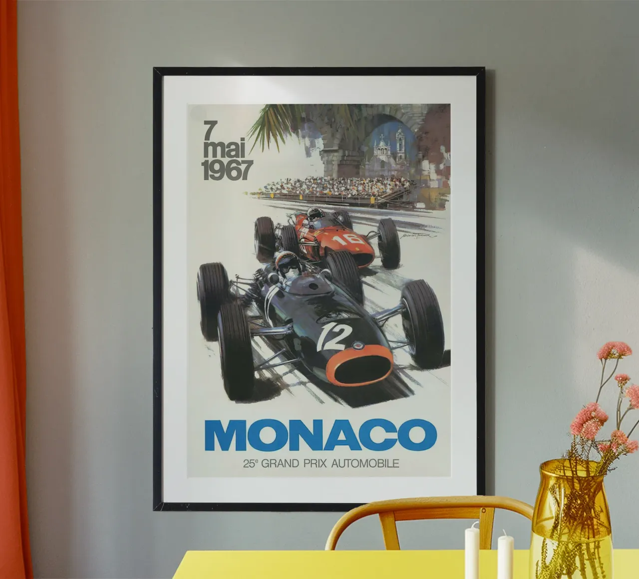 Poster del Gran Premio di Monaco del 1967 poster con telaio in alluminio da hite Shop