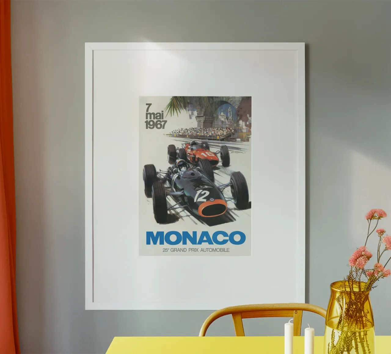 Poster del Gran Premio di Monaco del 1967 poster con telaio in alluminio da hite Shop