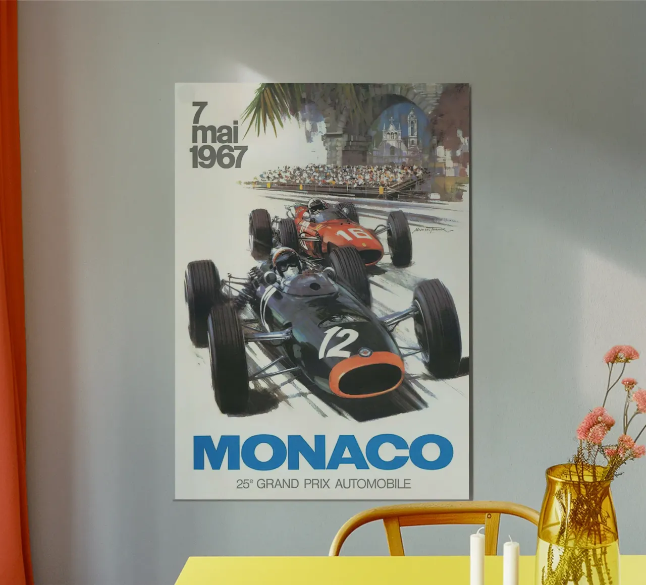 Poster del Gran Premio di Monaco del 1967 poster con telaio in alluminio da hite Shop