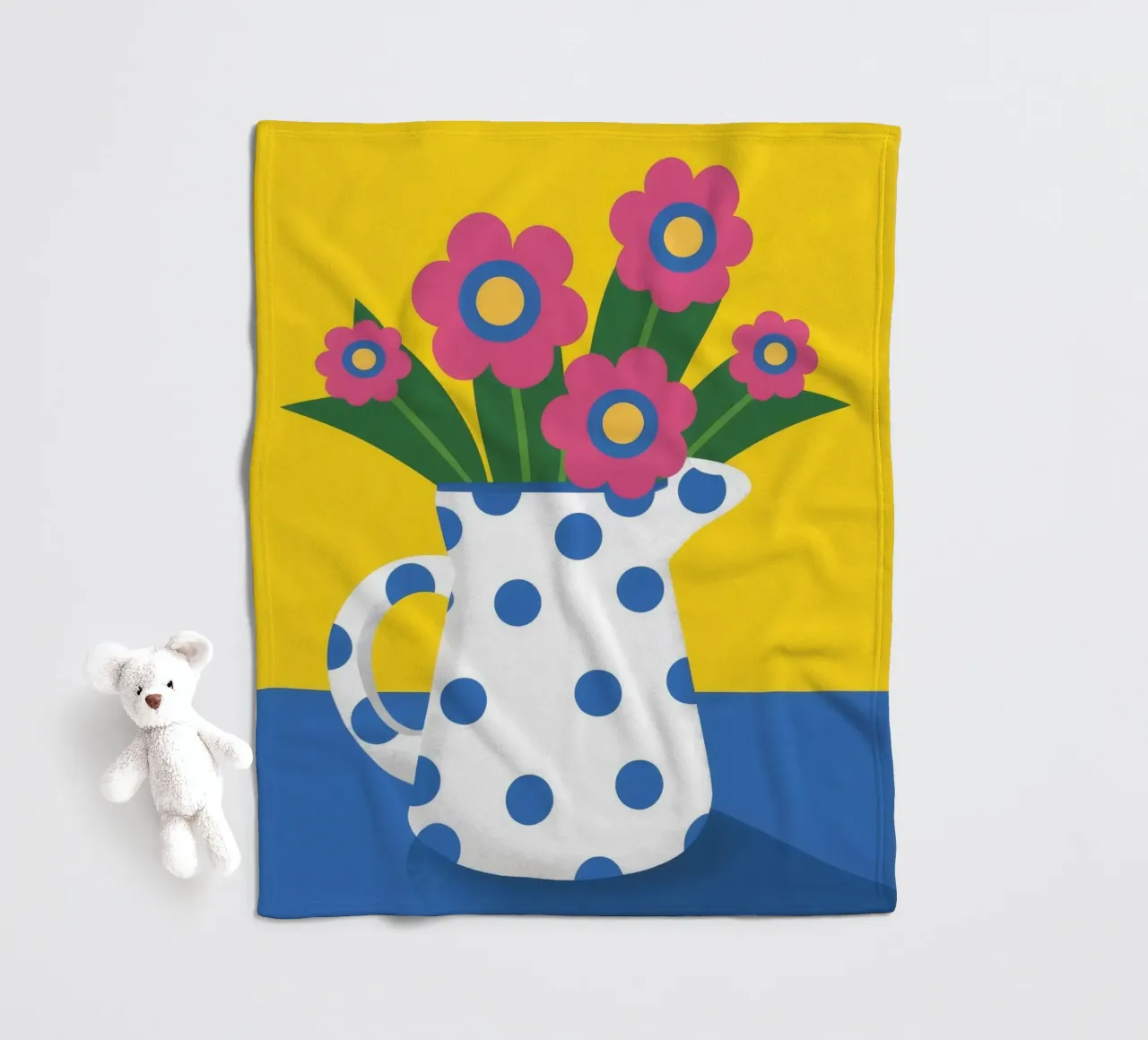 Polka Dot Flower Pop fleece blanket by Terra Tone