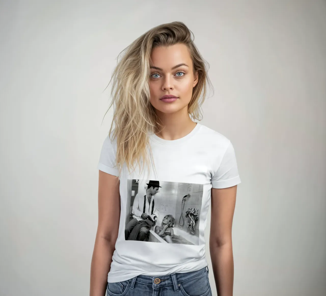 Brigitte Bardot & Michel Piccoli 1963 women's fitted t-shirt by hite Shop