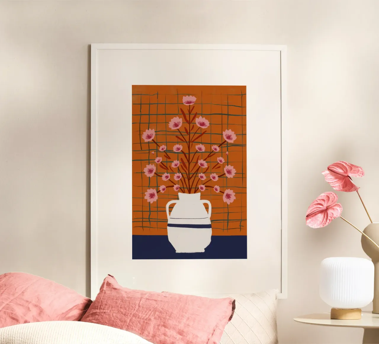 Il muro di mattoni fiorisce poster con telaio in alluminio da Terra Tone