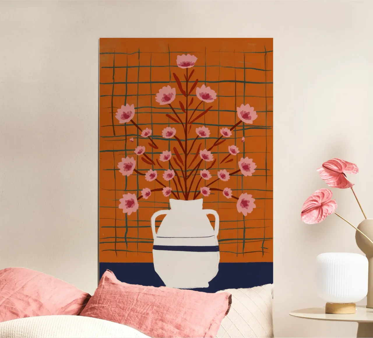 Il muro di mattoni fiorisce poster con telaio in alluminio da Terra Tone
