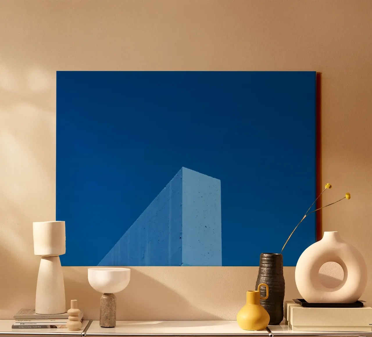 pared mínima lienzo con Marco flotante de Bleu