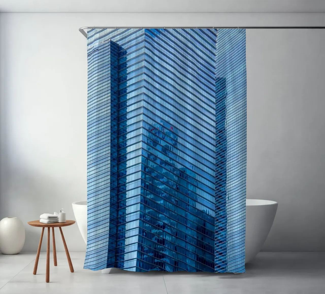 skyscraper grass shower curtain by Bleu