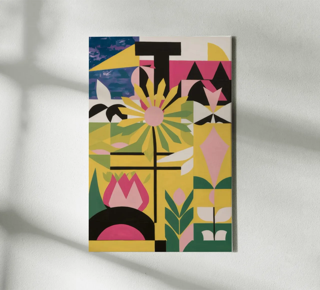 Gefragmenteerde totem van bloemen canvas van Terra Tone