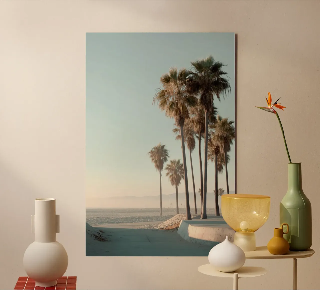 Golden Hour Palm Trees on a Coastal Beach forex plate by Indigo Tides Art