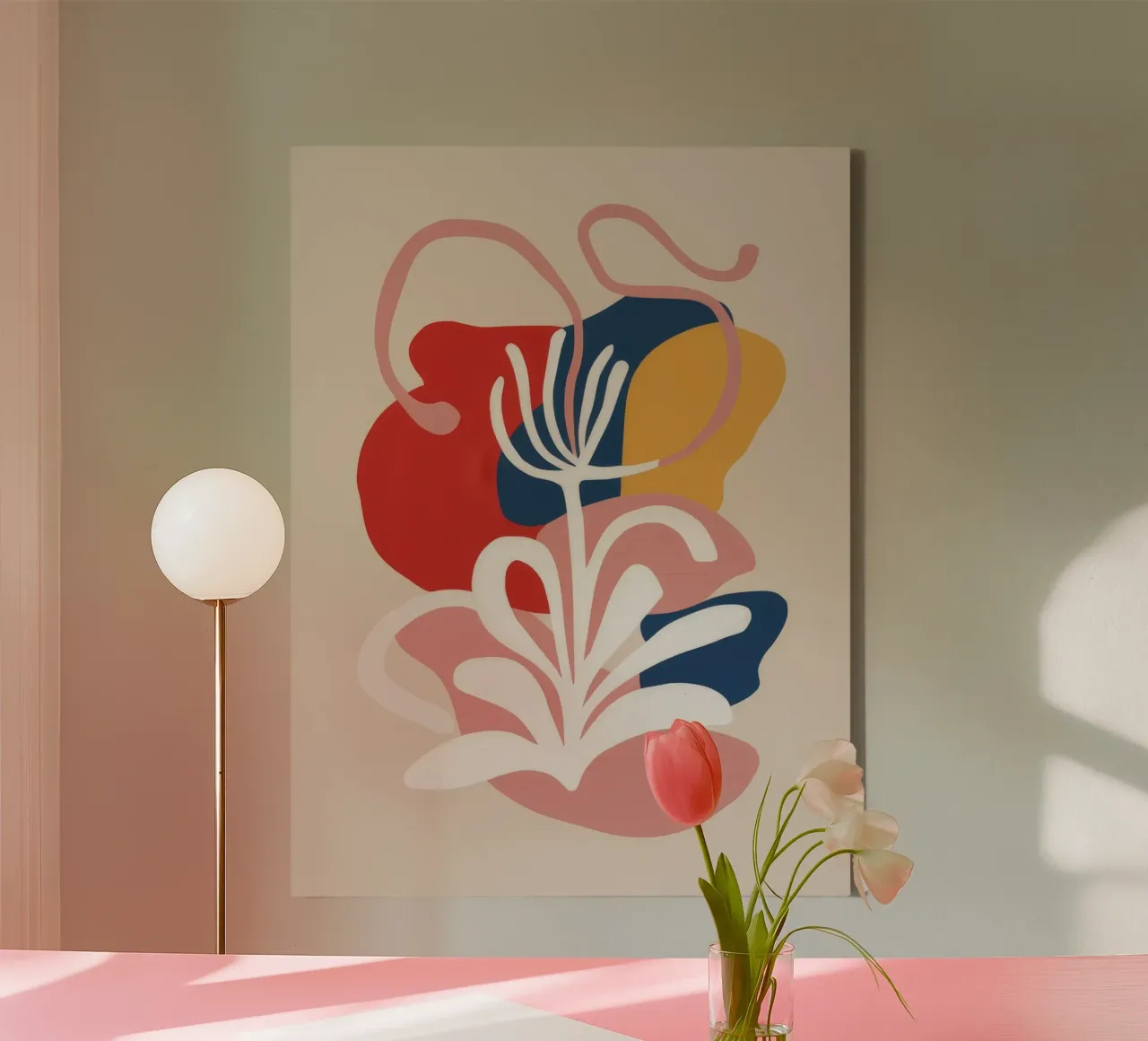 Etherische Vorm Tuin canvas met Baklijst van Terra Tone