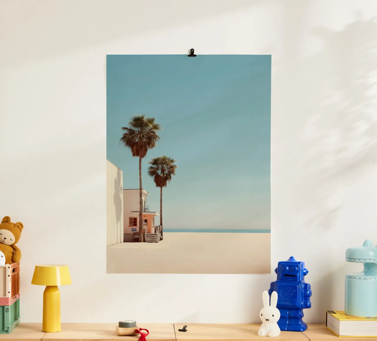 Minimalist Beach Scene with Palm Trees hahnemühle by Indigo Tides Art
