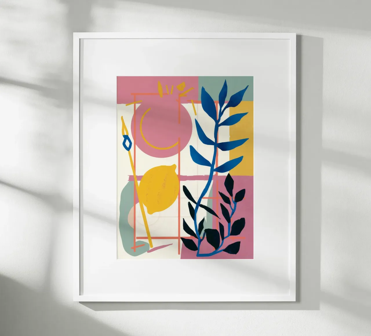 Colore primario del fogliame poster con telaio in legno da Terra Tone