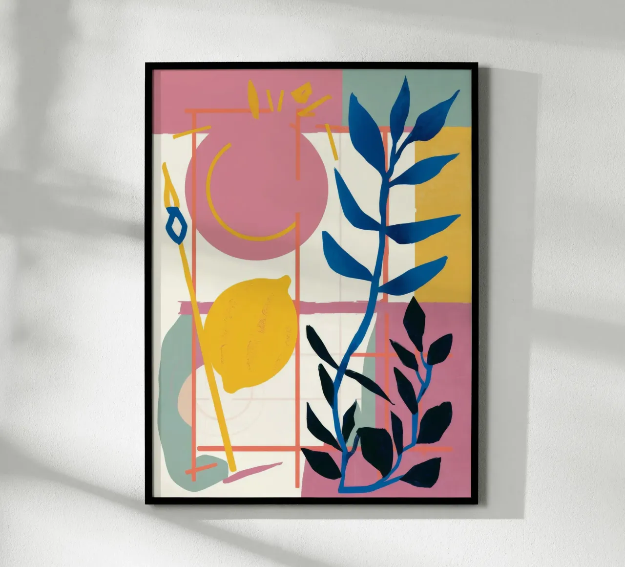 Colore primario del fogliame poster con telaio in legno da Terra Tone