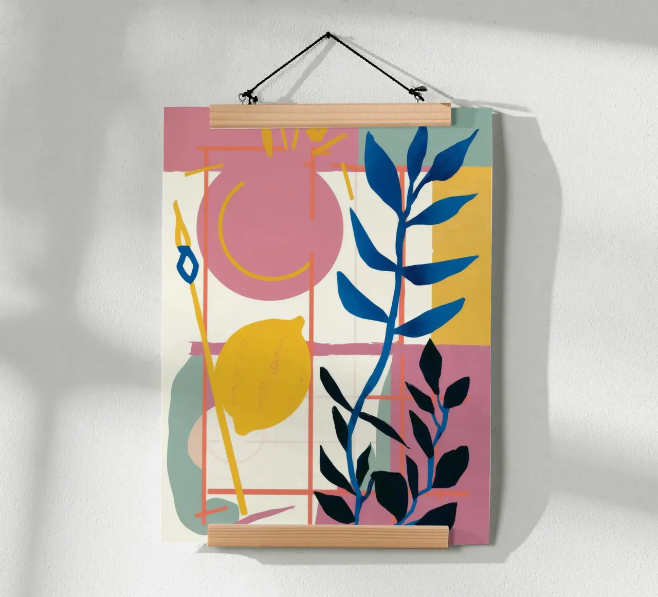 Colore primario del fogliame poster con telaio in legno da Terra Tone