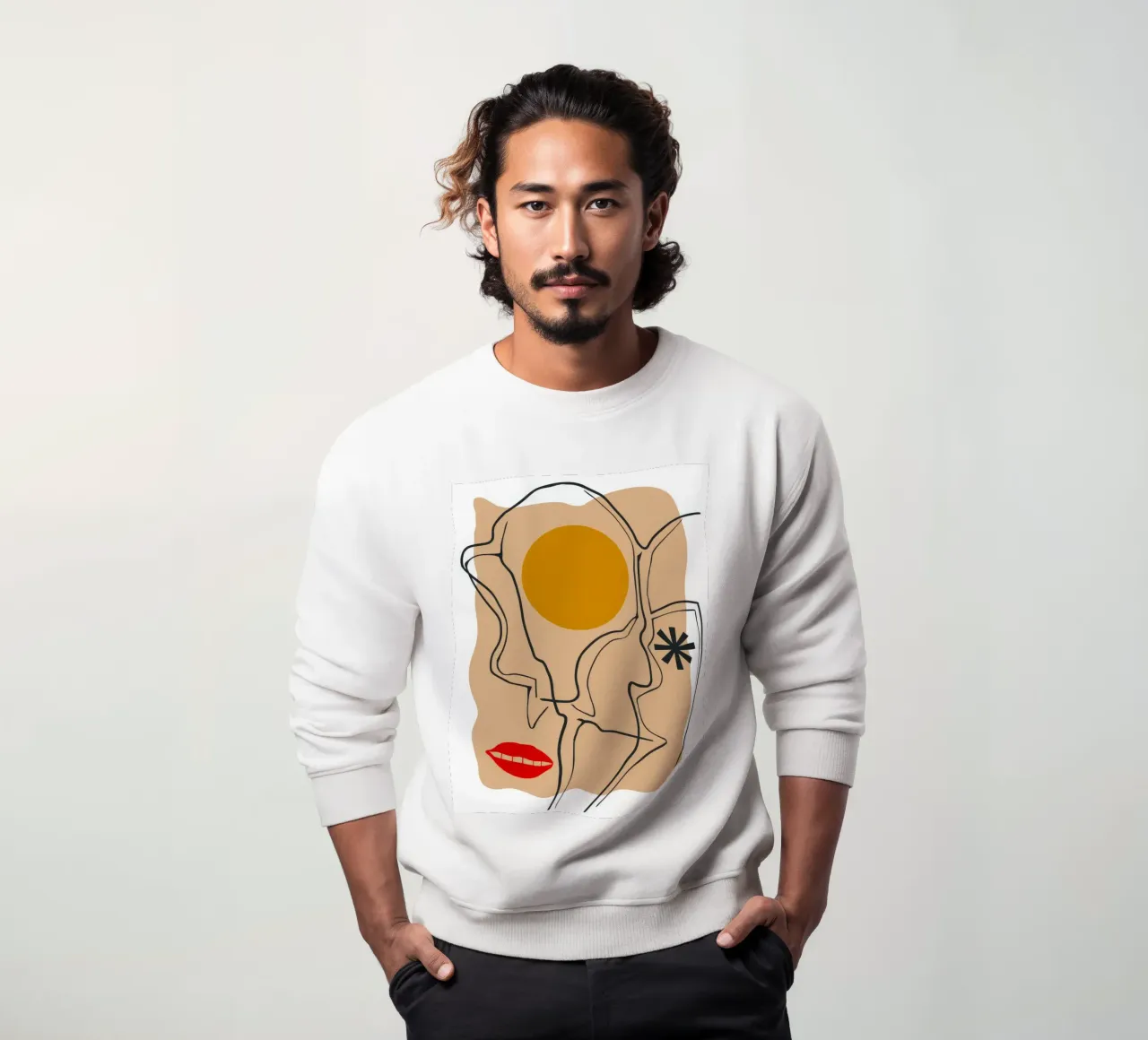 Espressione lineare del volto felpa da Terra Tone