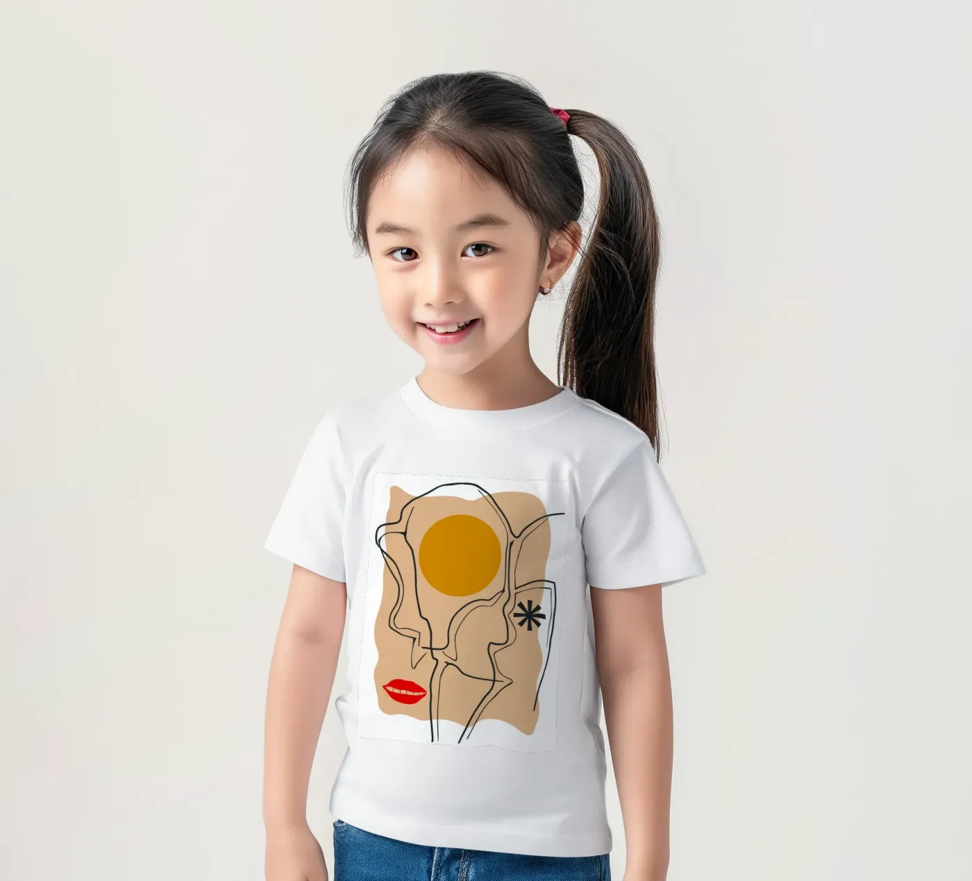 Linearer Gesichtsausdruck Kinder T-Shirt von Terra Tone