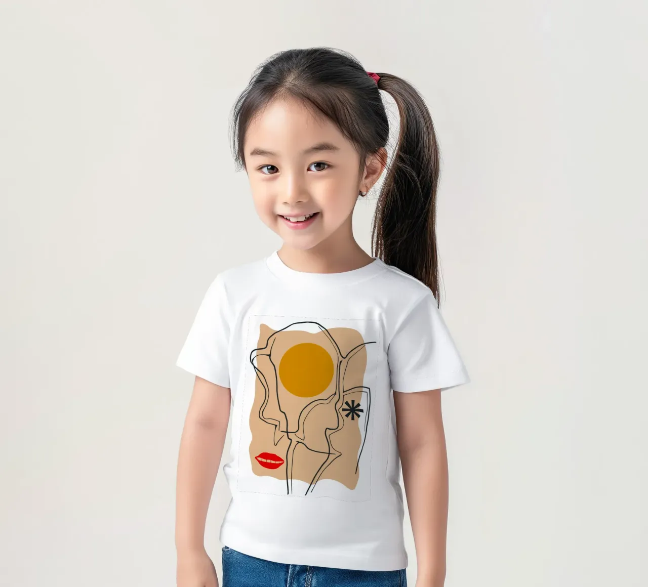 Linear Face Expression t-shirt bambini da Terra Tone