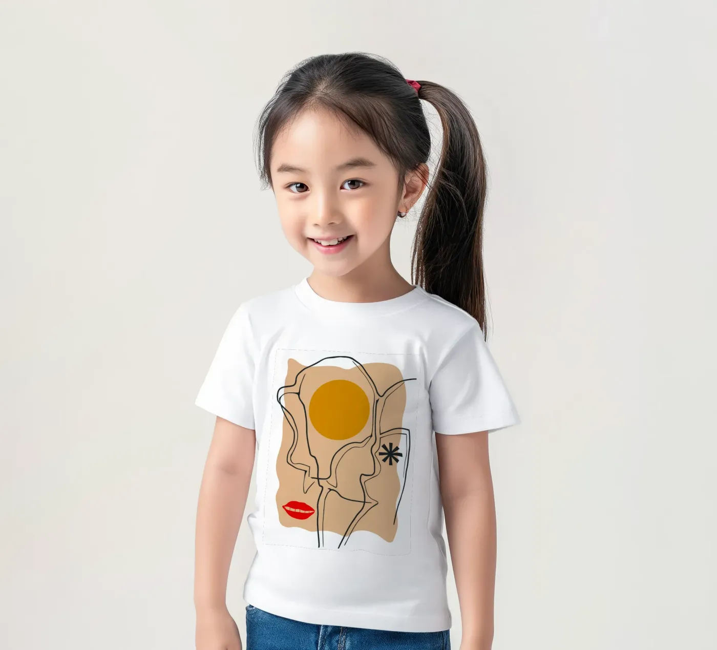 Linearer Gesichtsausdruck Kinder T-Shirt von Terra Tone