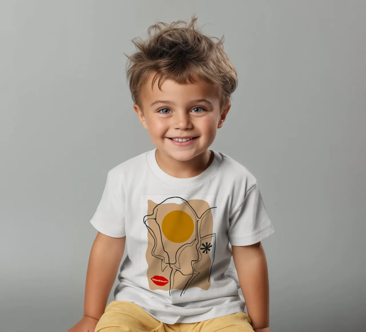 Lineaire gezichtsuitdrukking kinder t-shirt van Terra Tone